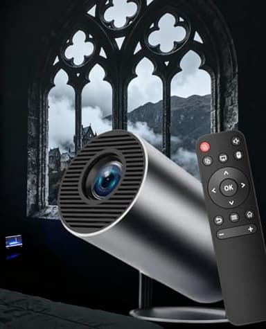 Fake Window Projector for Reading, 4k Window Scene Pre-Installed App for Instant Fantasy Ambience Scenes, 210° Rotation & Built-In Speaker , ±15° Auto Correction, 100" Screen from 2m (Black)