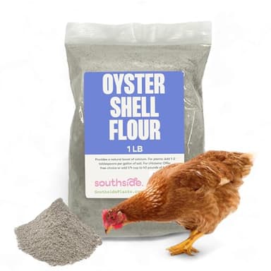 Southside Plants Oyster Shell Flour - High Calcium Supplement for Chickens, Amphibians, Reptiles, Mammals, Invertebrates & Birds - Harvest Delight Chicken Scratch | 1 lbs (1 lb)