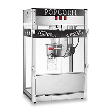Olde Midway Commercial Popcorn Machine Maker Popper with Extra Large 16-Ounce Kettle - Black