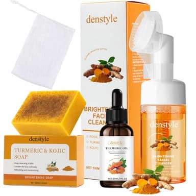 IGYWYN Turmeric Face Wash & Skincare Set - Infused Oil, Soap Bars & Facial Cleanser with Brush - Helps Balance Oil & Gentle Cleansing, Facial Cleanser Kit for Women & Men