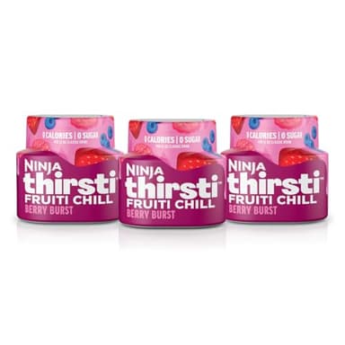 Ninja Thirsti Flavored Water Drops, FRUITI CHILL Berry Burst, Bold Fruit Flavor, Sparkling or Still, Zero Calories, Zero Sugar, Makes 17, 12oz drinks, 3 Pack, WCFBRPNAM