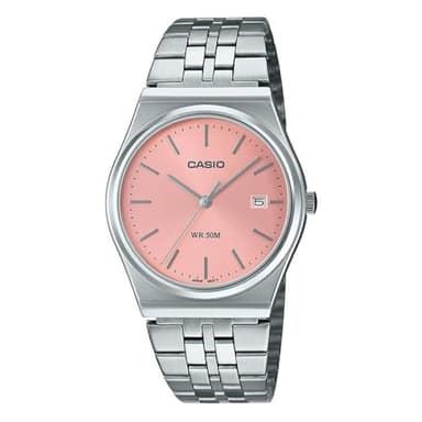 Casio MTP-B145D-4AV Men's Vintage Stainless Steel Pink Dial 3-Hand Analog Watch