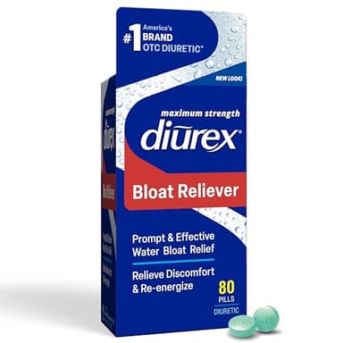 Diurex Ultra Re-Energizing Water Pills - Relieve Water Bloat - Feel Better & Less Heavy - 80 Count