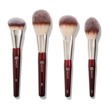 BK BEAUTY Essentials Face Brush Set (4PC), 100% Cruelty-free, Vegan, Softest Makeup Brush Set with 4 Face Brushes