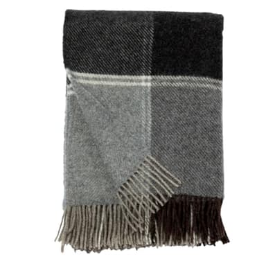 Ukrainian 100% Wool Throw Blanket – Soft Warm Cozy Fringed Wool Blanket for Couch, Bed, Sofa & Home Decor, Durable Plaid Herringbone Weave, Fair Trade Artisan Made (Peat Gray, Plaid)