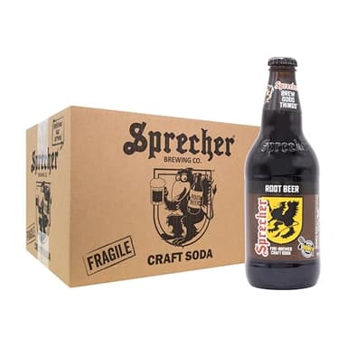 Sprecher Root Beer in 16 fl oz Glass Bottles (12 Pack), Fire-Brewed Craft Soda with Real Honey, Gourmet Handcrafted Soft Drink