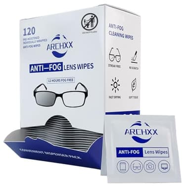 ARCHXX Anti Fog Wipes for Glasses, 120 Count,Pre-Moistened Cleaning Wipes, Lens Cleaner Wipe for Eyeglasses,Sunglasses,Goggles,Screen,Phone,Individually Wrapped Eye Glasses Cleaner
