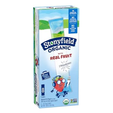 Stonyfield Organic Kids Reduced Fat Yogurt Tubes, Strawberry, 2 oz., 8 Ct