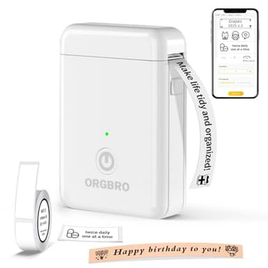 ORGBRO Label Maker Machine with Tape, X1 Portable Bluetooth Mini Label Printer, Support Pre-Cut & Continuous Label, Wireless Small Label Makers with Versatile App for School Home Office Organization