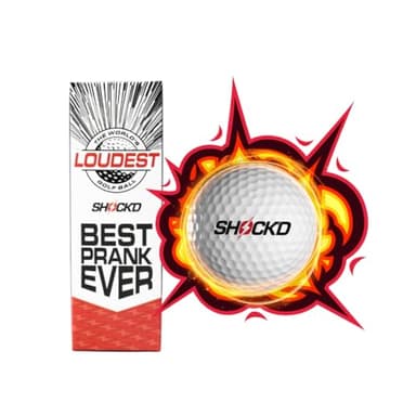 SHOCK'D GOLF BALLS - The World's Loudest Golf Ball - Viral Prank Ball (Sleeve of 3, Novelty) - White Dot Botton