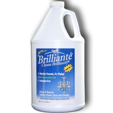 BRILLIANTÉ Crystal Chandelier Cleaner 1 Gallon Refill Environmentally Safe, Ammonia-free, Drip-dry Formula, By CrystalPlace