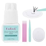 Cluster Lash Glue Individual Lash Glue 3-5S for Beginners 7-15 Days Long Lasting Clear Eyelash Glue DIY Eyelash Extension Glue Waterproof Lash Extension Glue for Self Application 5ml