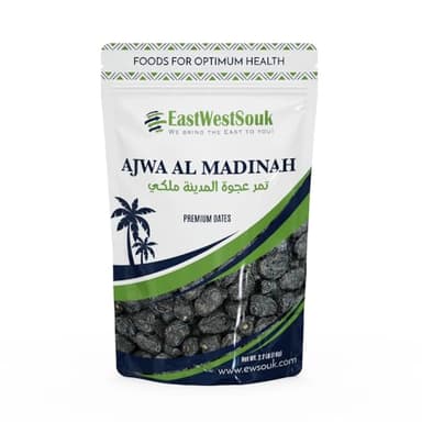 Al Madina Ajwa Dates - Premium Quality - 2.2lb (1000g) - Imported from Madinah Munawwara, Saudi Arabia - Perfect for Ramadan Gift - Fiber-Rich Snack Dry Fruit