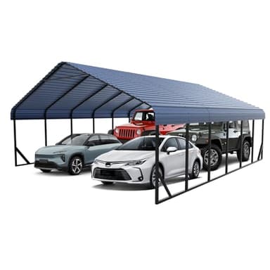 RITERYIFER RV Metal 20x30FT Carport Canopy Heavy Duty Carports Kits for Garage,Aluminum Car Ports with Steel Shelter Frame Cover for 3 Car or Boats