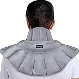 REVIX Microwavable Heating Pad for Neck Shoulders and Back, Microwave Heated Neck Wrap with Moist Heat, Light-Gray