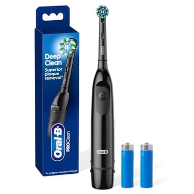 Oral-B Pro 100 CrossAction, Battery Powered Toothbrush, Black, 1 Count (Pack of 1)