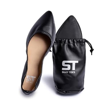 Silky Toes Womens Foldable Flat Ballet Shoes Casual Business Flats for Women (Black, US Footwear Size System, Adult, Women, Numeric, Medium, 10)