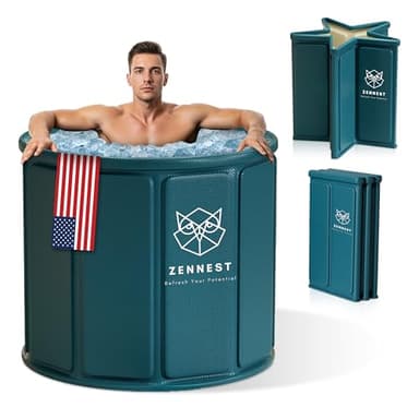 Zennest Foldable Portable Bathtub for Adults – 2-in-1 Hot & Cold Plunge, 105-Gal Large Capacity Collapsible Bathtub Adult, 6-layer Insulated Portable Soaking tub - Space-saving Design