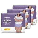 Amazon Basics Incontinence Underwear for Women, Protective, Disposable, Postpartum, Maximum Absorbency, Large, Lavender, 54 Count (3 Packs of 18)