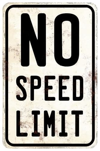 Car Room Wall Decor Vintage Metal Sign No Speed Limit Signs For Boys Room Bedroom Garage Man Cave Art 12x8 Inches