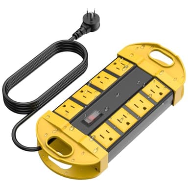 CCCEI Outdoor Power Strip Weatherproof with 8 Plug, Waterproof Extension Cord with Multiple Outlets, Christmas Exterior Garden Yard Surge Protector 6FT.