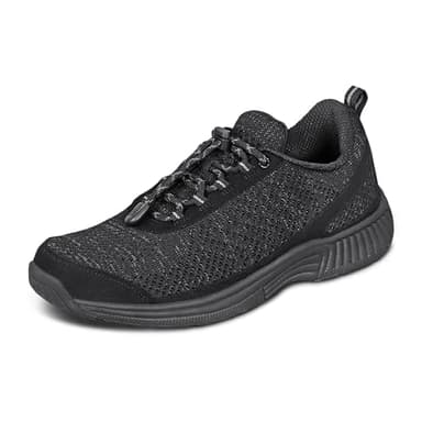 Orthofeet Women's Orthopedic Tie-Less Black Knit Sneakers for Foot Pain Relief Coral, Size 10
