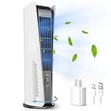 SISMEL Tower Fan for Bedroom,Oscillating fan for bedroom,Quiet Floor Fan,90° Oscillating Bladeless Fan,Portable Fan with 3 Speeds, Timer, LED Display,Rechargeable Desk Fan for Home Office