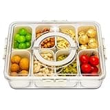 HRXFOZ Divided Serving Tray with Lid and Handle,8 Compartments Snacks Box,Snack Fruit and Veggie Tray,Portable Platter for Candy Fruits Nuts Snack Party Entertaining Picnic (1 PCS)