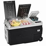 EUHOMY 12 Volt Refrigerator, 37QT Usable Dual Battery Car Refrigerator Dual Zone, Electric Cooler 12/24V DC & 120-240V AC, Car Fridge -4℉~68℉, Portable Freezer with Wheels for Camping, Truck, Travel