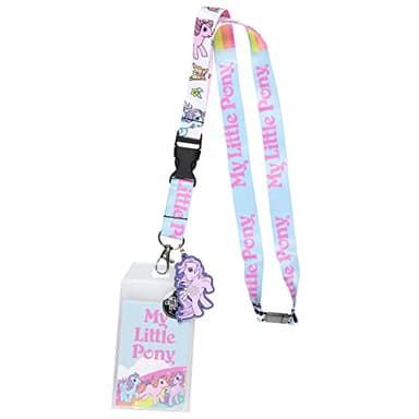 Bioworld My Little Pony Retro Reversible ID Lanyard Badge Holder With Rubber Pony Charm And Collectible Sticker