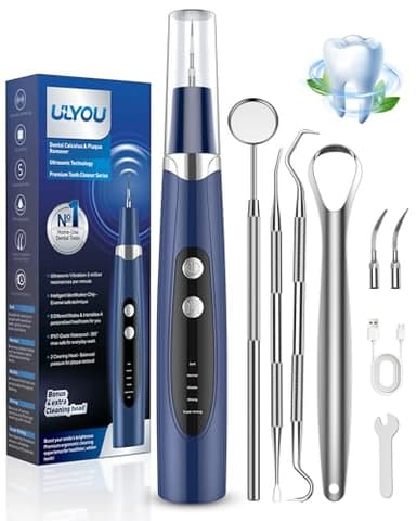 Plaque Remover for Teeth - Tartar Remover for Teeth with LED Light & 5 Modes, Rechargeable Hard Plaque Remover with 2 Replaceable Heads, Ultrasonic Teeth Cleaner Kit for Home Use