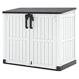 RIWENGO Outdoor Storage Shed - Horizontal Storage Cabinet Waterproof for Garden, Patio, Backyard, Outdoor Trash Can Storage Shed Waterproof for Easy Storage of Garbage Cans, Tools, Lawn Mower