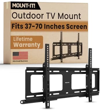 Mount-It! Weatherproof TV Wall Mount | Lockable & Tilting 2.1" Low Profile Design Fits 37 38 42 50 55 58 60 65 70 75 80 Inch Televisions | VESA Compatible up to 600x400mm | 176 Pound Capacity