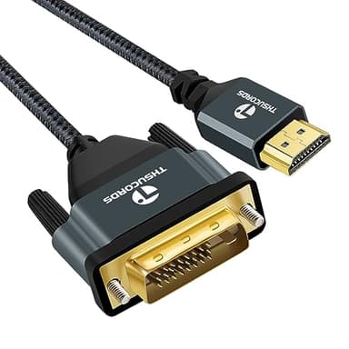 Thsucords 4K HDMI to DVI Cable 3.3FT, Gold-Plated & Braided DVI to HDMI Adapter Cable Bi-Directional for Projector, Laptop, TV, PC, DVD Player