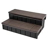 HECASA Hot Tub Steps Outdoor Spa Steps with Storage, Hot Tub Stairs Non-Slip Steps for Outdoor Indoor, 36 Inches Black/Brown