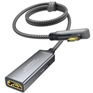 WARRKY Video Capture Card with 100W Power Delivery & Right-Angle USB-C | 1080P 60Hz HD | Streaming Capture Card Designed for Quest 3 / iPad, Compatible with Switch, PS5, PS4