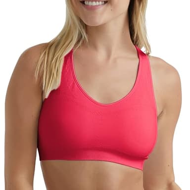 Hanes Seamless Racerback Moderate-Support Sports Bra with CoolDRI Moisture-Wicking