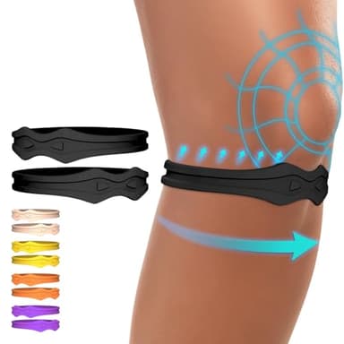 Fit Geno Knee Strap Patella Support: Knee Band for Patellar Tendon Pain Relief - Knee Brace for Tendonitis Jumpers Running Sports Basketball Men Women 2 Packs (Black)