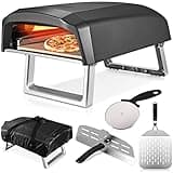 Commercial Chef Outdoor Gas Pizza Oven – Portable Propane Pizza Maker with Door, Peel, Stone, Cutter, and Cover - L-Shaped Burner, Foldable Legs, Updated Design