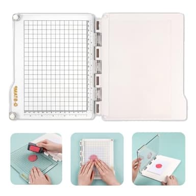 9.3x8 Inch Stamp Positioning Tool, Acrylic Stamp Positioner with Grid Lines,Stamp Platform with Grip Mat for Card Making Scrapbooking Accurate Craft Stamping
