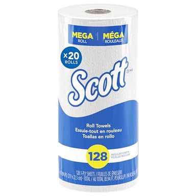 Scott Professional Kitchen Paper Towels, Bulk (41482), Fast-Drying Absorbency Pockets, White, Perforated (128 Sheets/Roll, 20 Rolls/Case, 2,560 Sheet Total)