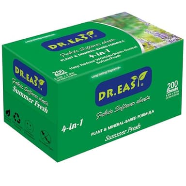 DR.EASY SUMMER FRESH Dryer Sheets Plant Based Formula 200 Ct Fabric Softener sheets for Laundry Essential Oil Scented No Artificial Fragrances No Dyes Reduce Static & Wrinkles Help Repel Pet Hair
