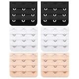 SOKOSEY 3 Hook Bra Extender Strap for Women, Soft Comfortable Bra Extenders 3 Hooks, Plus Size 3 Row Extension Band, 6 Pieces (Black, White, Beige)