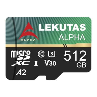 LEKUTAS 512GB Micro SD Card, microSDXC UHS-I Flash Memory Card TF Card, High Read Speed 120MB/s, C10, U3, A2, V30, for Full HD, 4K UHD Video Recording