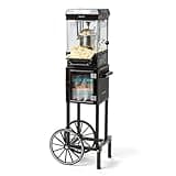 Nostalgia Popcorn Maker Machine - Professional Cart With 2.5 Oz Kettle Makes Up to 10 Cups - Vintage Popcorn Machine Movie Theater Style - Black