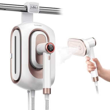 Newbealer 2In1 Pro Steam Station Iron, 1550W Turbocharged Steam for Clothes, 3-Level Steam & Dry Ironing, 30s Heat Up, 1.2L Detachable Tank, Auto-Off, Self Cleaning, Innovative Storage for Household