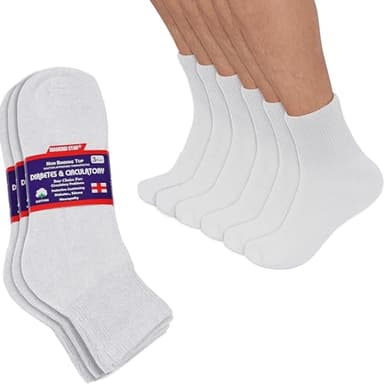 Diamond Star Diabetic Ankle Socks, Non-Binding Circulatory Doctor Approved Cushion Cotton Quarter Socks for Men’s Women’s (3 Pack White)