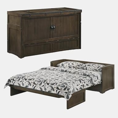 NIGHT & DAY Rustic Cube Pre-Assembled Cabinet Murphy Bed (Rustic Brown W/Ranchero Hardware)