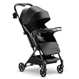 Mompush Lithe V2 Lightweight Stroller with Snack Tray, Ultra Compact Fold & Airplane Ready Travel Stroller, Near Flat Recline Seat, Cup Holder, Raincover & Travelbag Included