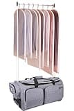 Dance Bag With Garment Rack For Travel,28inchDance Competition Garment Bags with Clothes rack,Suitcase, Collapsible Rolling duffle For Travel, Wheeled Drop-Bottom Upright Luggage Closet Suitcase,Grey